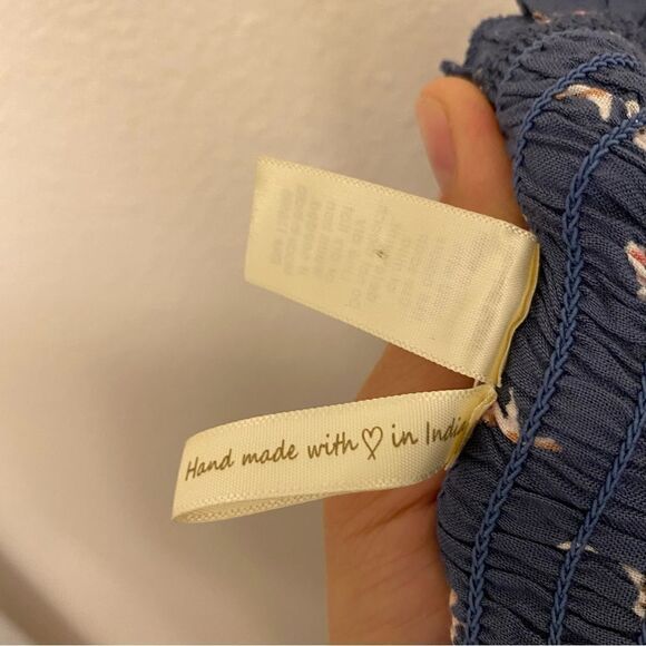 Japna smocked ruffle strapless jumpsuit wide leg palazzo romantic blue floral M - Picture 8 of 11